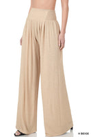 SMOCKED WAIST WIDE LEG PANTS