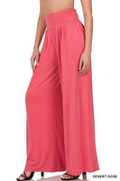 SMOCKED WAIST WIDE LEG PANTS