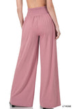 SMOCKED WAIST WIDE LEG PANTS