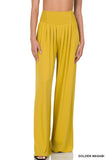 SMOCKED WAIST WIDE LEG PANTS