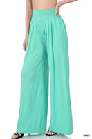 SMOCKED WAIST WIDE LEG PANTS