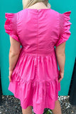 Bright Pink Ruffled Babydoll Mini Dress
