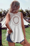 White Bohemian Crochet Patchwork Sleeveless Tunic