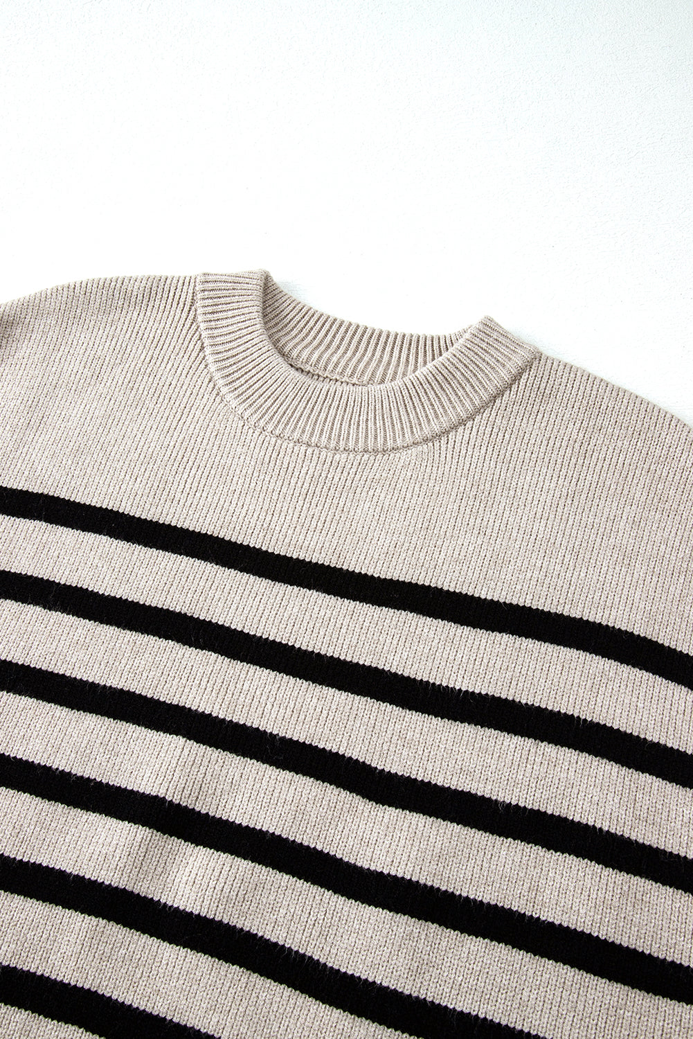 Apricot Stripe Boxy Knitted Round Neck Sweater Tank