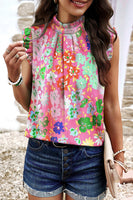 Pink Frilled Collar Floral Vest