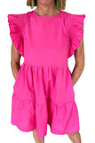 Bright Pink Ruffled Babydoll Mini Dress