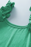 Mint Green Ruffled Wide Straps Slim Tank Top