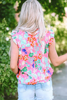 Pink Frilled Collar Floral Vest