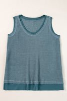 Real Teal Scoop Neck Waffle Knit Flowy Vest