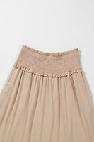 Parchment Smocked Waist Ruffled Maxi Skirt