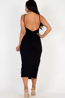 Solid Side Slit Cami Midi Dress (CAPELLA)