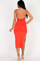 Solid Side Slit Cami Midi Dress (CAPELLA)