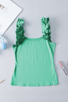 Mint Green Ruffled Wide Straps Slim Tank Top