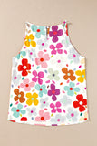 White Cute Floral Print Vest