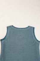 Real Teal Scoop Neck Waffle Knit Flowy Vest